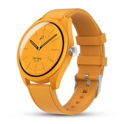 A small watch with a big personality, featuring a 3D Dome AMOLED display, tactile Haptic Crown, smart calling and everyday health tracking