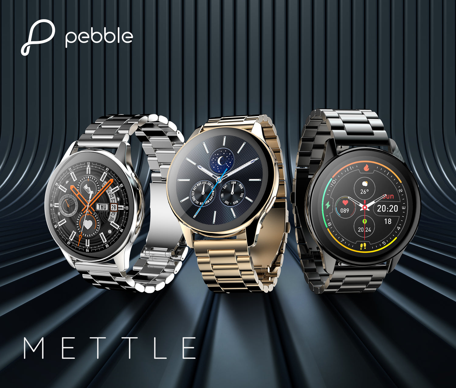 Pebble Mettle 1.32" Round HD Display Smart Watch