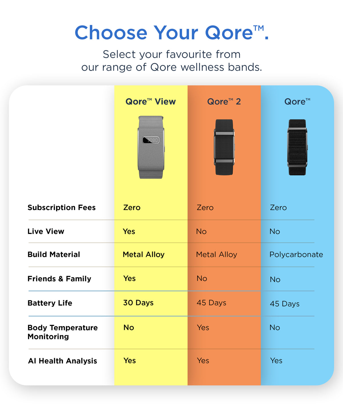 Qore View wellness band